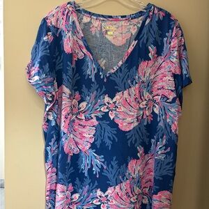 Lilly Pulitzer Blue and Pink Patterned Shirt